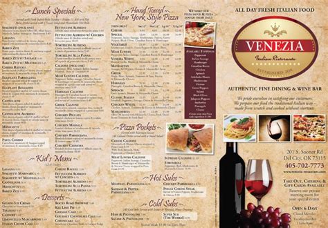 venezia italian restaurant menu